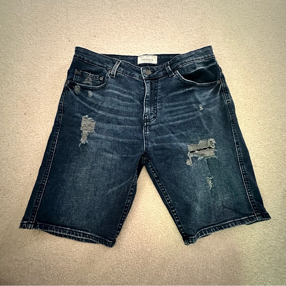 Pull & Bear Men Denim Bandana Shorts Size 32
